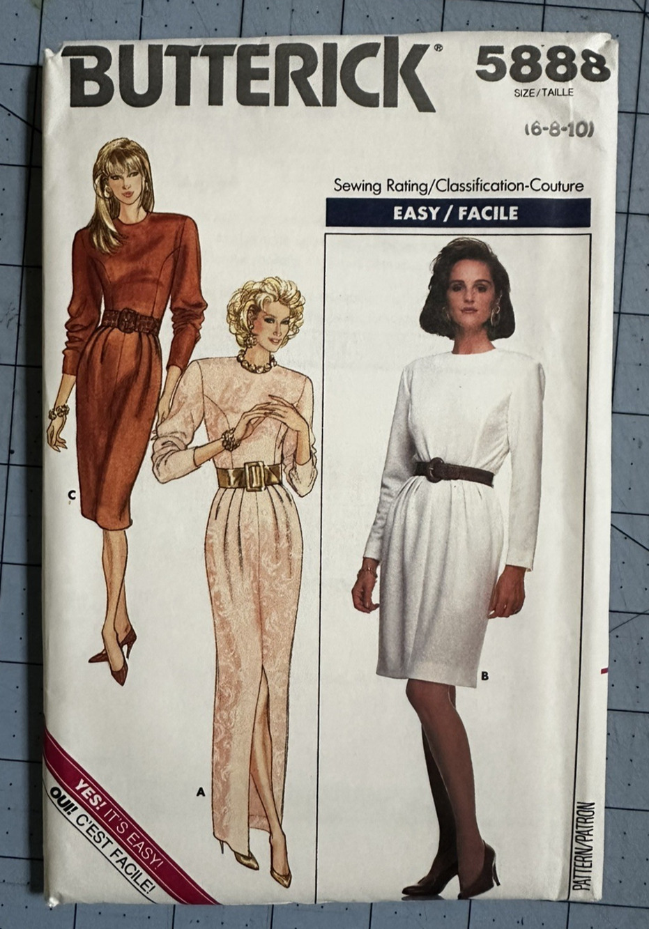 UNCUT Vintage 1987 Butterick Sewing Pattern #5888 Dress Size 6, 8, 10